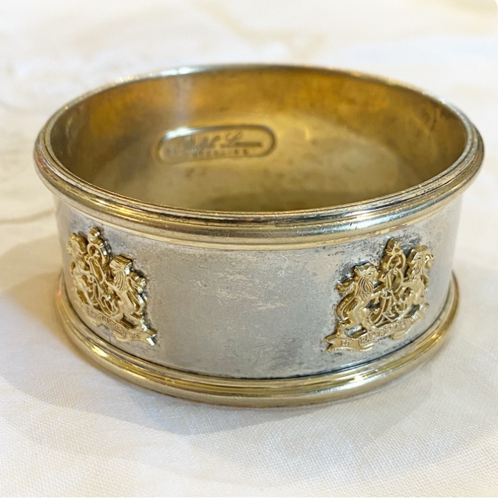 RARE Ralph Lauren 925 Sterling Silver Two Tone RL Crest Bangle